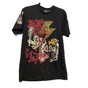 Rebel Vengeance A graphic-T Punk/Skull Snake Bird Dragon Medium Black T-Shirt